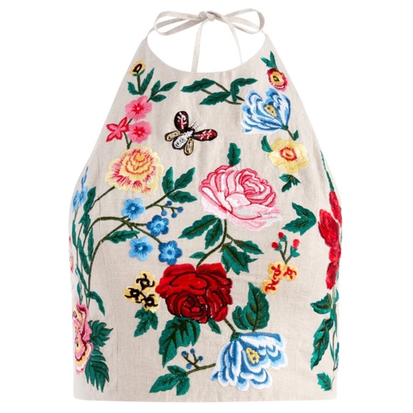 ALICE + OLIVIA Jaymee Embroidered Halter Top - Picture 2 of 15